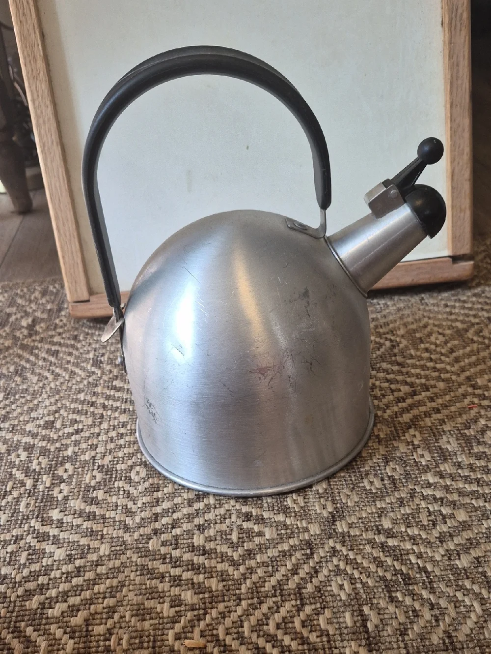 IKEA Stainless Steel Silver Whistling Kettle with Black Handle